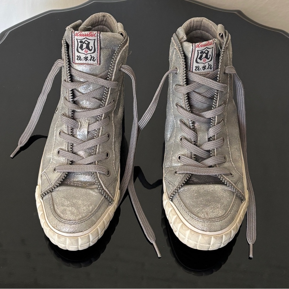 Ash Silver/Gray High-Top Sneakers
